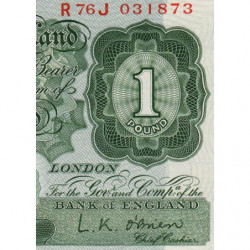 Grande-Bretagne - Pick 369c - 1 pound - 1955 - Etat : NEUF