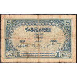Maroc - Pick 9_3 - 5 francs - Série O.2952- 1929 - Etat : B+