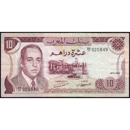 Maroc - Pick 57a_2 - 10 dirhams - Série BB/39  - 1970 - Etat : TB