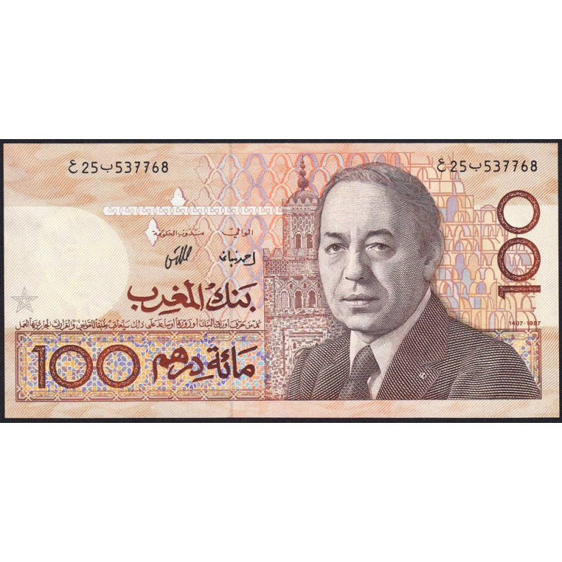 Maroc - Pick 62a - 100 dirhams - Série G25B - 1987 - Etat : SPL