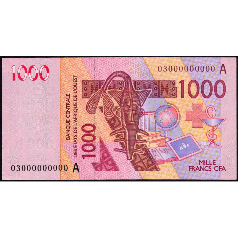 Côte d'Ivoire - Pick 115Aa épreuve fautée - 1'000 francs - 2003 - Etat : SUP+