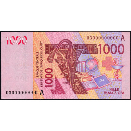 Côte d'Ivoire - Pick 115Aa épreuve fautée - 1'000 francs - 2003 - Etat : SUP+