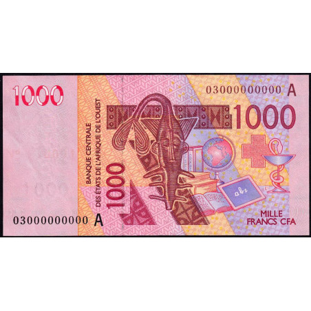 Côte d'Ivoire - Pick 115Aa épreuve fautée - 1'000 francs - 2003 - Etat : SUP+