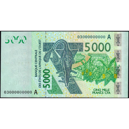 Côte d'Ivoire - Pick 117Aa épreuve fautée - 5'000 francs - 2003 - Etat : SUP+