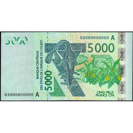 Côte d'Ivoire - Pick 117Aa épreuve fautée - 5'000 francs - 2003 - Etat : SUP+