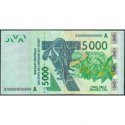 Côte d'Ivoire - Pick 117Aa épreuve fautée - 5'000 francs - 2003 - Etat : SUP+