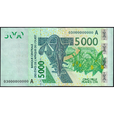 Côte d'Ivoire - Pick 117Aa épreuve fautée - 5'000 francs - 2003 - Etat : SUP+