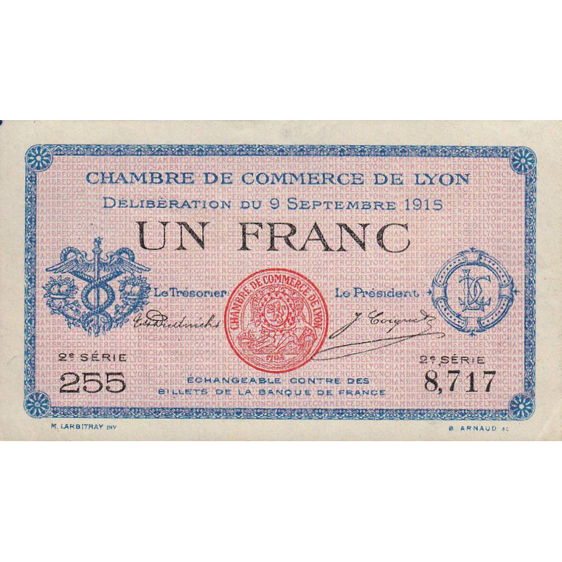 Lyon - Pirot 77-6 - 1 franc - 2e série 255 - 09/09/1915 - Etat : SUP+