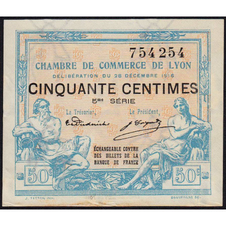 Lyon - Pirot 77-12 - 50 centimes - 5me série - 28/12/1916 - Etat : SUP