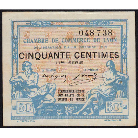 Lyon - Pirot 77-18 - 50 centimes - 11me série - 16/10/1919 - Etat : TTB