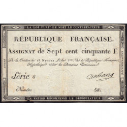 Assignat 49a - 750 francs - 18 nivôse an 3 - Série 8 - Etat : TTB