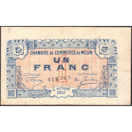 Melun - Pirot 80-3 variété - 1 franc - 15/10/1915 - Etat : TB+