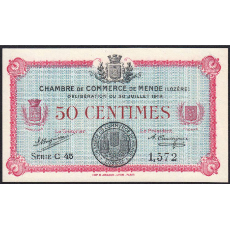 Mende (Lozère) - Pirot 81-5 - 50 centimes - Série C 45 - 30/07/1918 - Etat : pr.NEUF