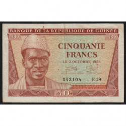 Guinée - Pick 6 - 50 francs - Série E 29 - 02/10/1958 - Etat : TTB