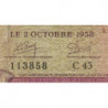 Guinée - Pick 7 - 100 francs - Série C 43 - 02/10/1958 - Etat : TB