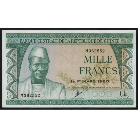 Guinée - Pick 15a - 1'000 francs - Série M - 01/03/1960 - Etat : SPL+