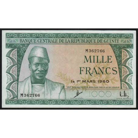 Guinée - Pick 15a - 1'000 francs - Série M - 01/03/1960 - Etat : SPL+