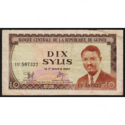 Guinée - Pick 16 - 10 sylis - Série IU - 1971 - Etat : TB+