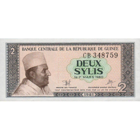 Guinée - Pick 21a - 2 sylis - Série CB - 1981 - Etat : NEUF