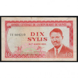 Guinée - Pick 23a - 10 sylis - 1980 - Etat : TB