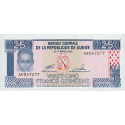 Guinée - Pick 28a - 25 francs guinéens - Série AE - 1985 - Etat : NEUF