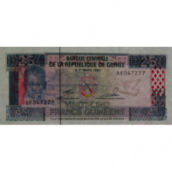 Guinée - Pick 28a - 25 francs guinéens - Série AE - 1985 - Etat : NEUF