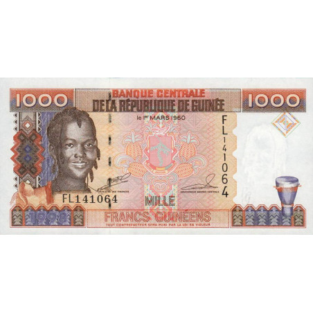 Guinée - Pick 37 - 1'000 francs guinéens - Série FL - 1998 - Etat : NEUF