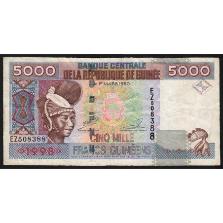 Guinée - Pick 38 - 5'000 francs guinéens - Série EZ - 1998 - Etat : TB