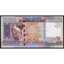 Guinée - Pick 41a - 5'000 francs guinéens - Série BJ - 2006 - Etat : TTB+