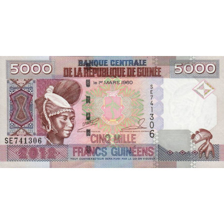 Guinée - Pick 41b - 5'000 francs guinéens - Série SE - 2012 - Etat : pr.NEUF