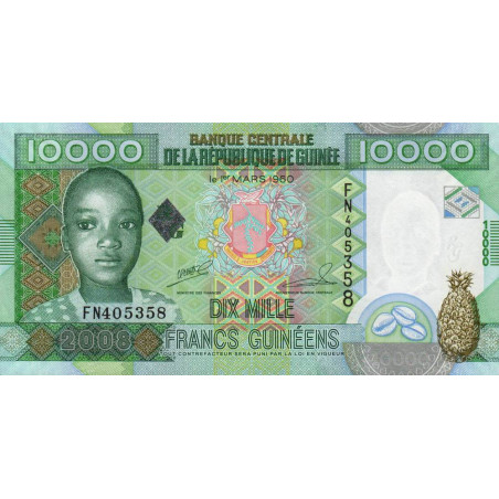 Guinée - Pick 42b - 10'000 francs guinéens - Série FN - 2008 - Etat : NEUF