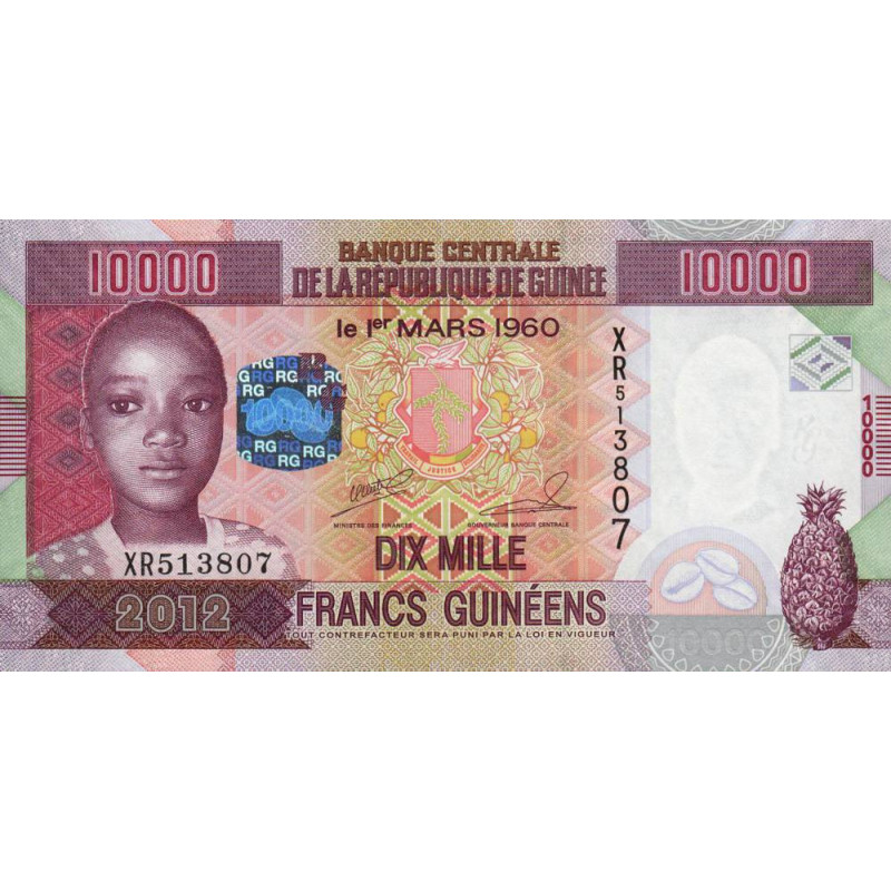 Guinée - Pick 46 - 10'000 francs guinéens - Série XR - 2012 - Etat : NEUF