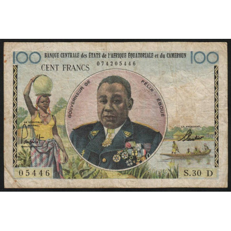 Gabon - Afrique Equatoriale - Pick 1d - 100 francs - Série S.30 - 1961 - Etat : TB