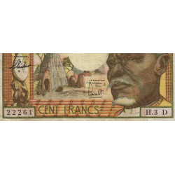 Gabon - Afrique Equatoriale - Pick 3d - 100 francs - Série H.3 - 1963 - Etat : TB+