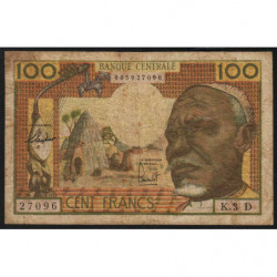 Gabon - Afrique Equatoriale - Pick 3d - 100 francs - 1963 - Etat : B+