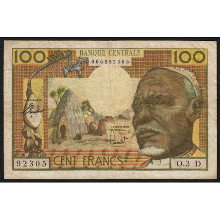 Gabon - Afrique Equatoriale - Pick 3d - 100 francs - Série O.3 - 1963 - Etat : TB+