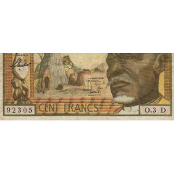 Gabon - Afrique Equatoriale - Pick 3d - 100 francs - Série O.3 - 1963 - Etat : TB+