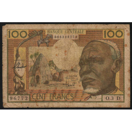 Gabon - Afrique Equatoriale - Pick 3d - 100 francs - Série O.3 - 1963 - Etat : B+