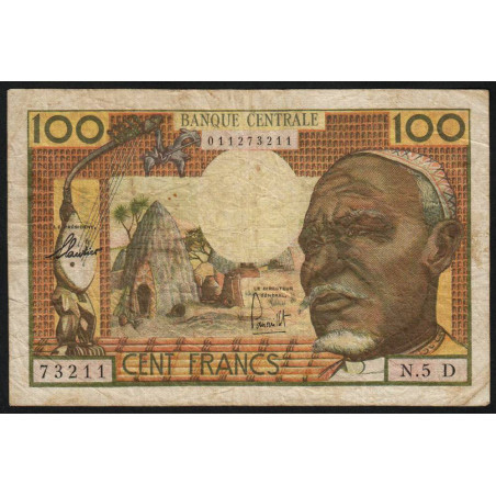 Gabon - Afrique Equatoriale - Pick 3d - 100 francs - Série N.5 - 1963 - Etat : TB