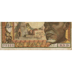 Gabon - Afrique Equatoriale - Pick 3d - 100 francs - Série N.5 - 1963 - Etat : TB
