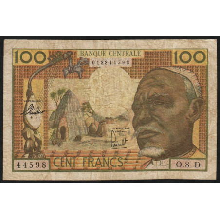 Gabon - Afrique Equatoriale - Pick 3d - 100 francs - Série O.8 - 1963 - Etat : TB