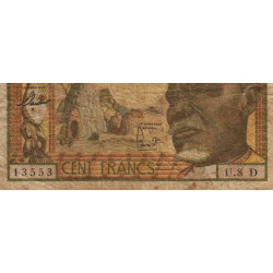 Gabon - Afrique Equatoriale - Pick 3d - 100 francs - Série U.8 - 1963 - Etat : B+