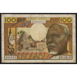 Gabon - Afrique Equatoriale - Pick 3d - 100 francs - Série W.16 - 1963 - Etat : TB