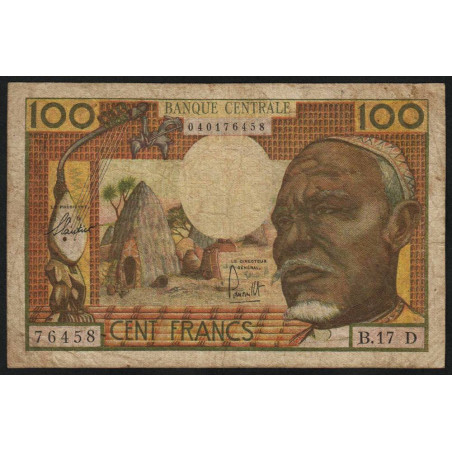 Gabon - Afrique Equatoriale - Pick 3d - 100 francs - Série B.17 - 1963 - Etat : TB