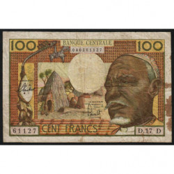 Gabon - Afrique Equatoriale - Pick 3d - 100 francs - 1963 - Etat : B+