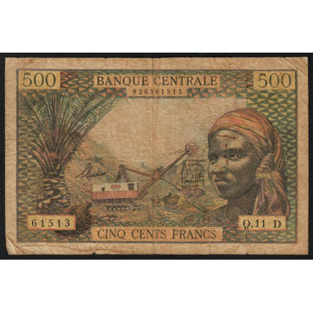 Gabon - Afrique Equatoriale - Pick 4h - 500 francs - Série Q.11 - 1966 - Etat : TB-