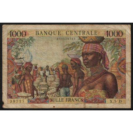 Gabon - Afrique Equatoriale - Pick 5d - 1'000 francs - Série X.5 - 1963 - Etat : B+