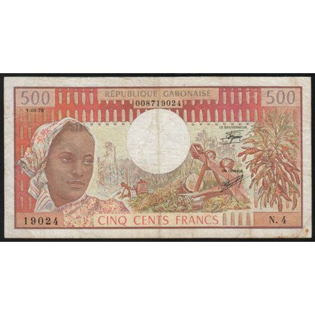 Gabon - Pick 2b - 500 francs - Série N.4 - 01/04/1978 - Etat : TB