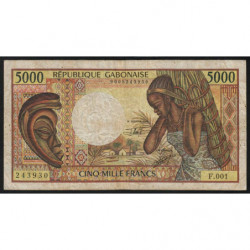 Gabon - Pick 6b - 5'000 francs - Série F.001 - 1991 - Etat : B+