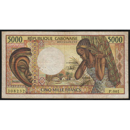 Gabon - Pick 6b - 5'000 francs - Série P.001 - 1991 - Etat : TB-